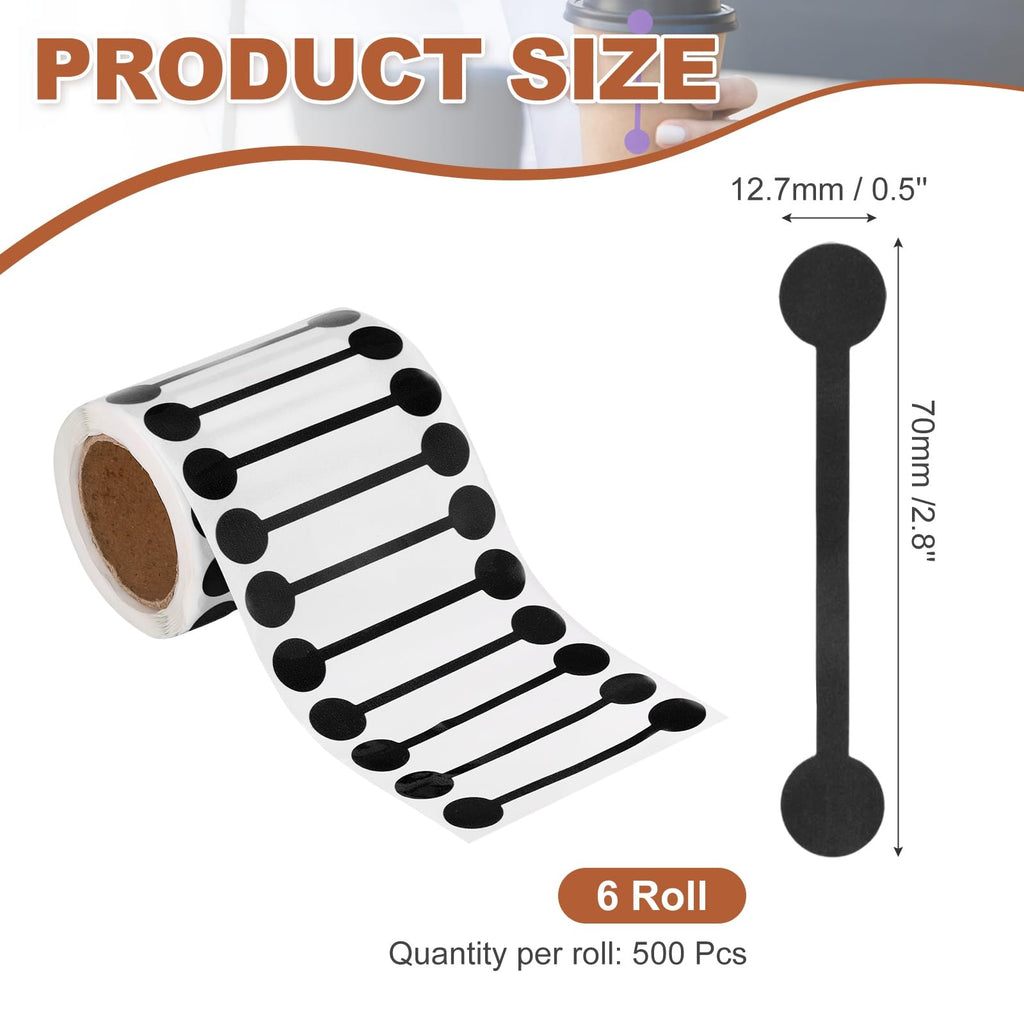 3000pcs 6Rolls Total Tamper Evident 2.8x0.5 Tamper Shipping Black