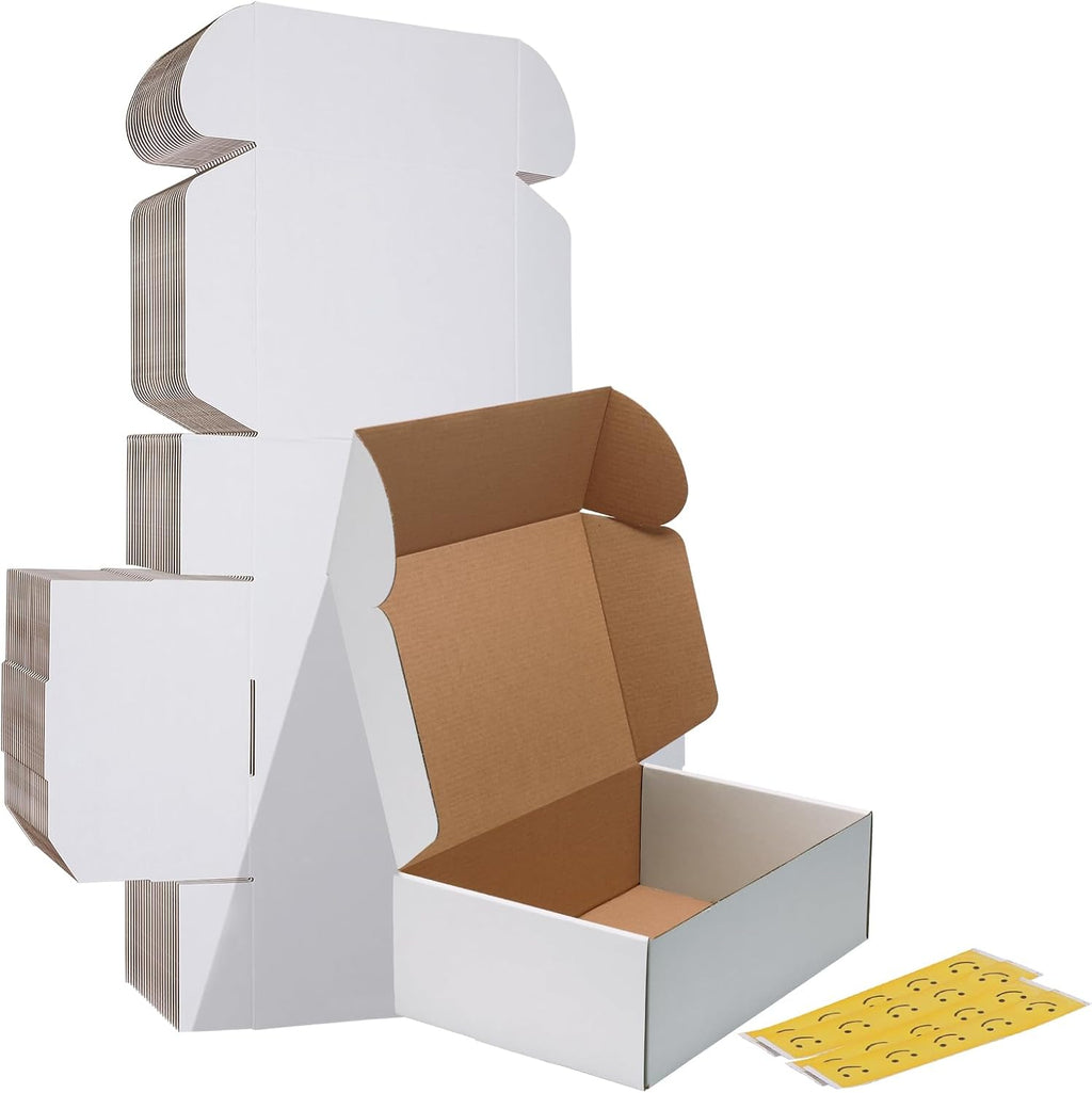 12x8x4 Shipping Boxes Set of 20, White Corrugated Cardboard Mailer Box for Packing Small Business