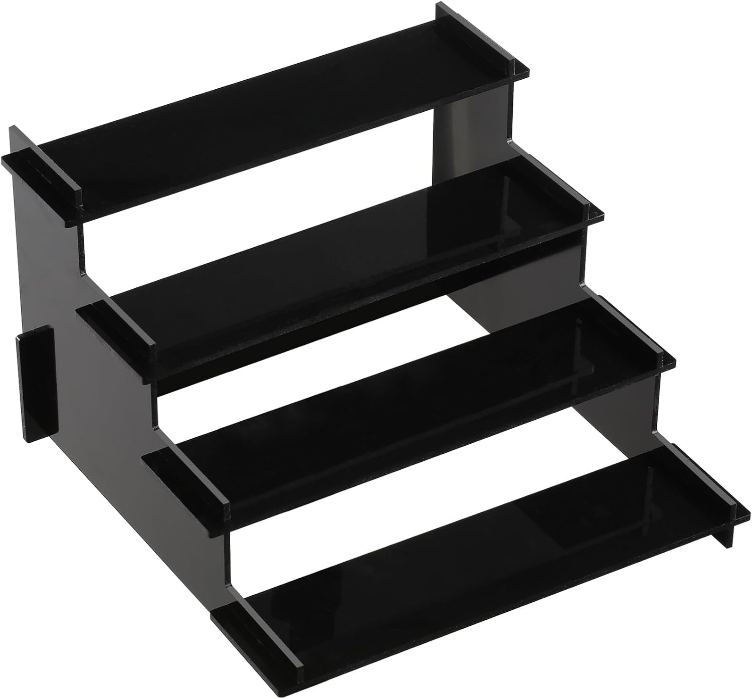 4 Tier Black Acrylic Display Risers, Perfume Organizer Stand, Cupcake Stand Holder, Shelf Risers for Display Stands