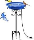 100W Heated Bird Baths for Outdoors, Winter Heated Birdbath, Blue