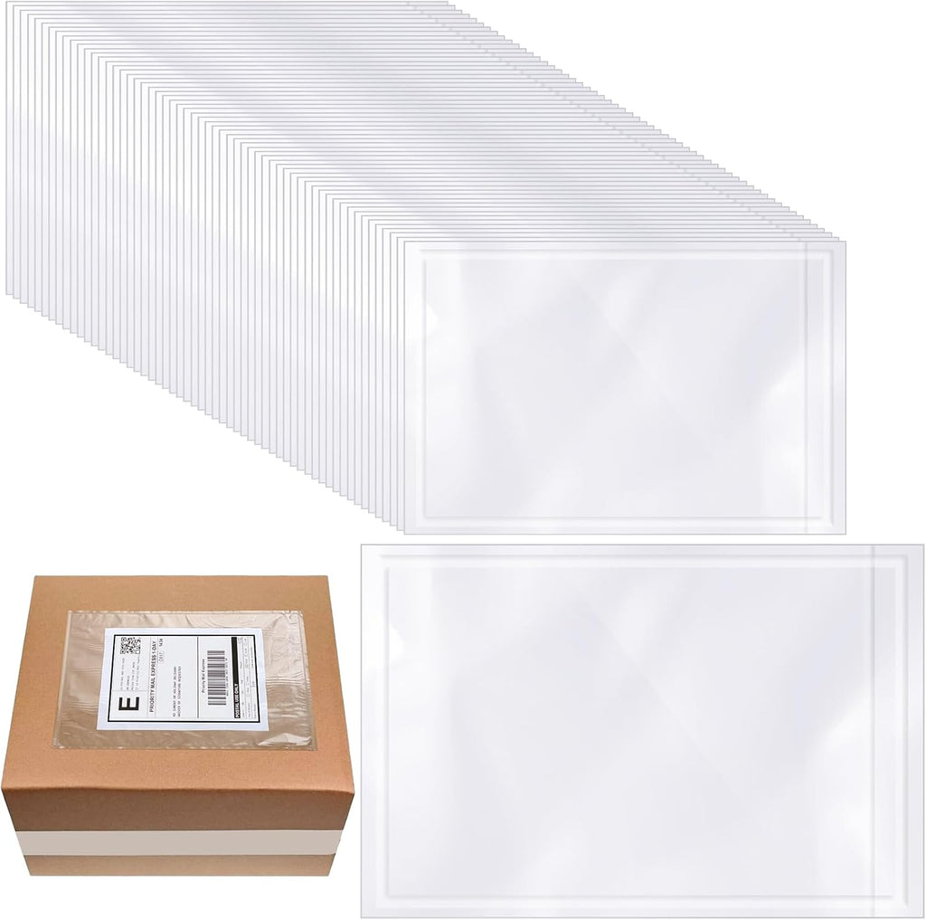 200 Pcs 9.5 x 12 in Clear Packing Slip Pouches Shipping Label Sleeves Adhesive Packing List Pockets Envelopes Mailing