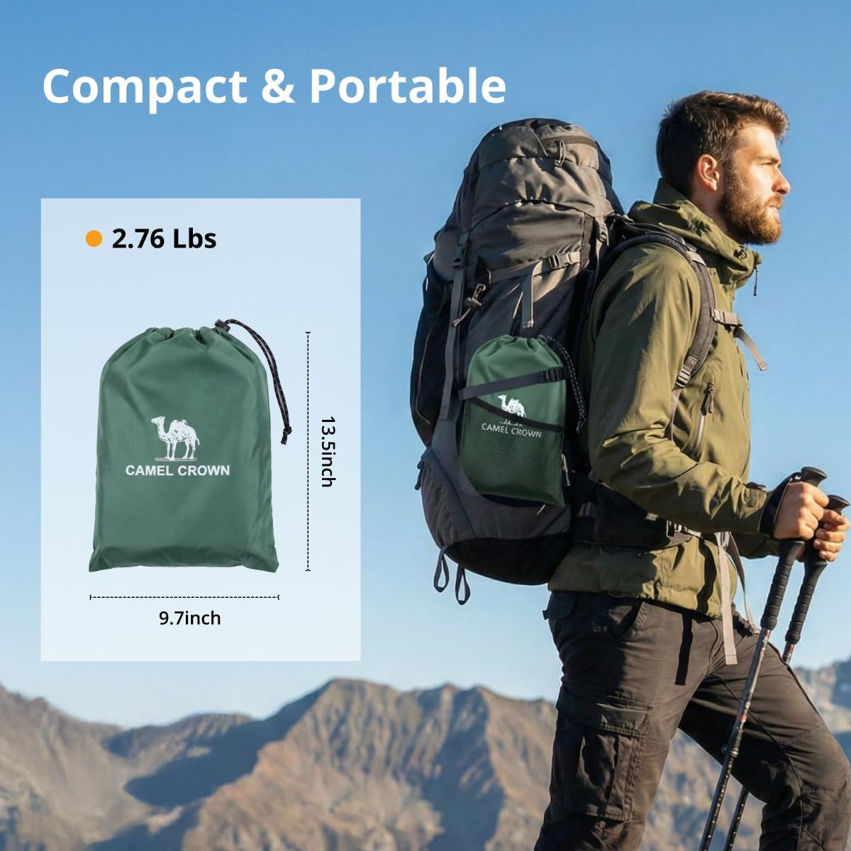 Camping Tarp,3000mm Waterproof & UPF 50+ Sun Protection Rain Fly Tarp - Lightweight Portable Camping Shelter with