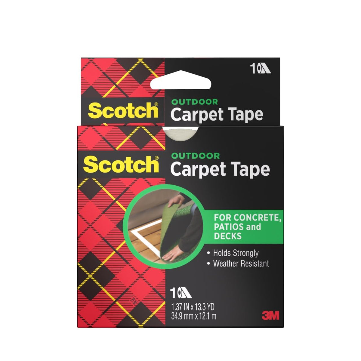3M Double-Sided Carpet Tape 1.3 in x 40 ft Rolls, 2 Pack