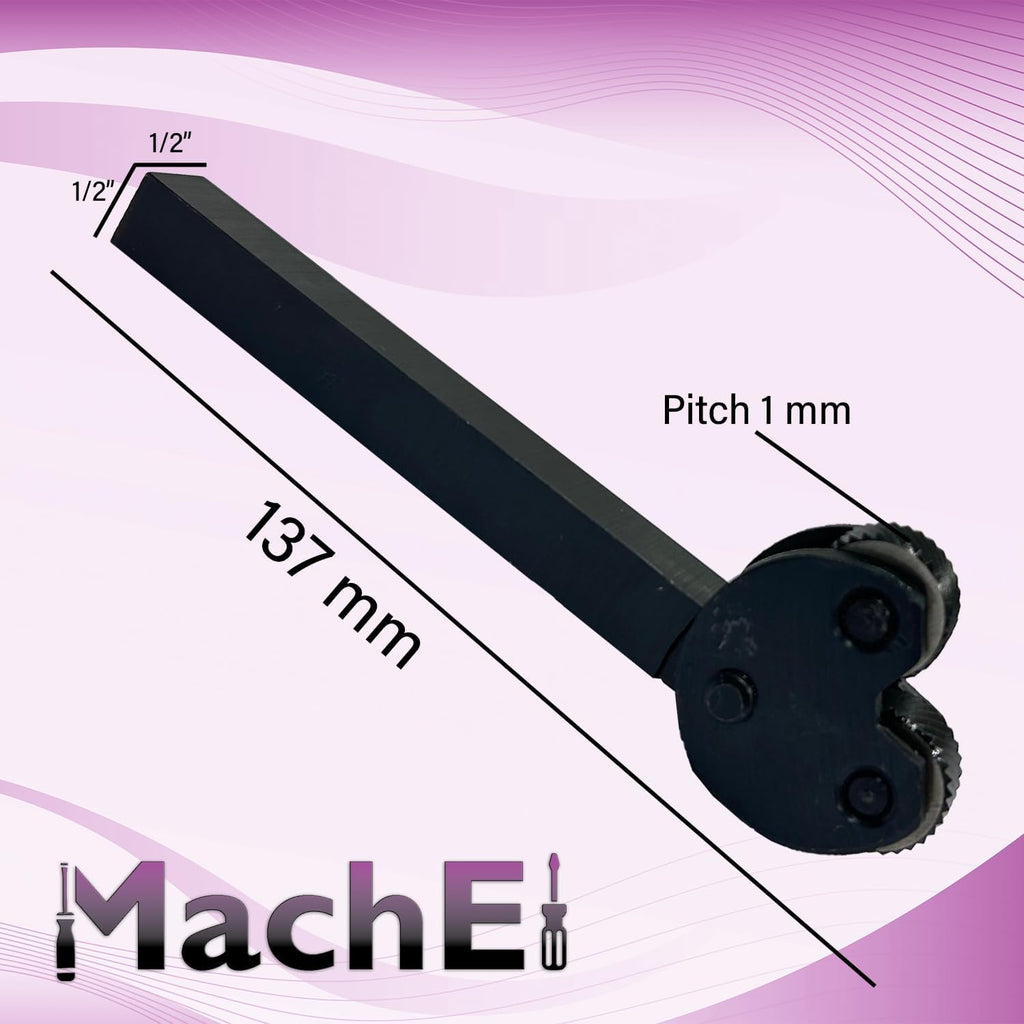 MachEI Knurling Tool Pivot Head Diamond Metric Pitches Pattern 1/2" Sq. Shank-lathe Engineering Machine Tools (Knurling Pitch 1.0 MM)
