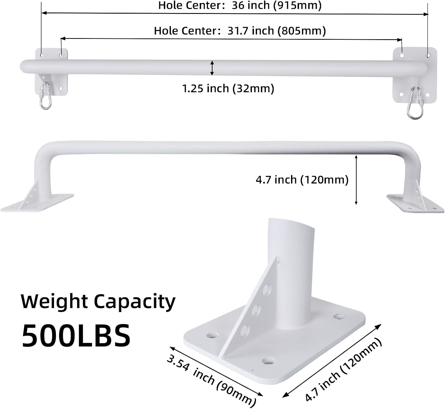 Wall Mounted Doorway Pull Up Bar, Heavy Duty Strength Training Pull-Up Bars for Doorframe, Support Beam or Joist