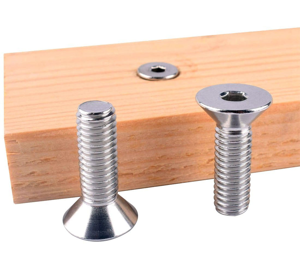 #8-32 x 5/8" Flat Head Socket Cap Screws Countersunk Bolts, Allen Hex Socket Drive, 304 Stainless Steel 18-8, Full Thread, 40Pcs