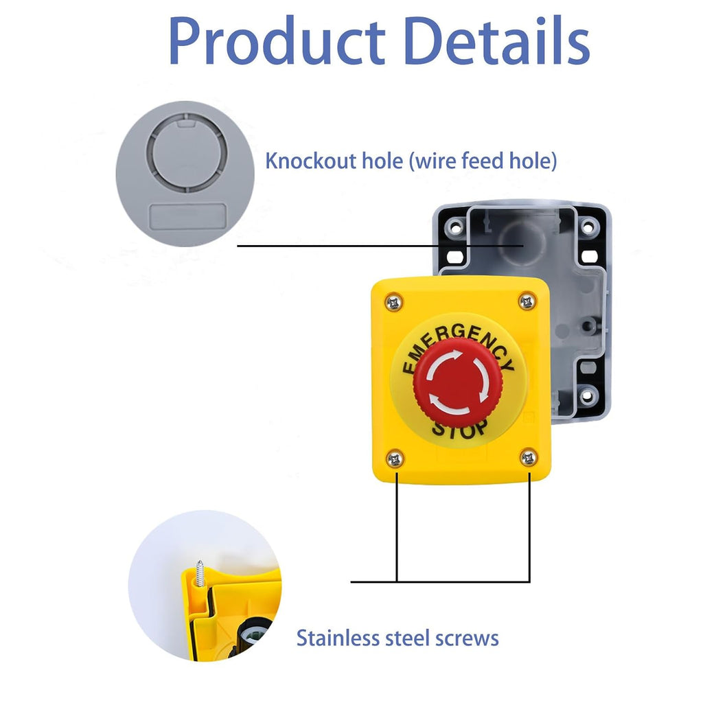 Emergency Stop Button Switch E-Stop Momentary PushButton 1NO 1NC 660V 10A