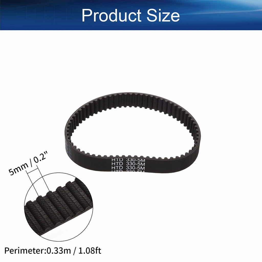 Heyiarbeit 5M330 Rubber Timing Belt 5mm Pitch 15mm Width Arc Toothed Belt Synchronous Closed Loop Industrial Timing Belt for 3D Printers Black Tone