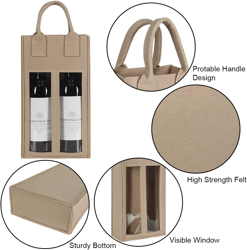 Double Wine Gift Bag with Window for Party & Travel