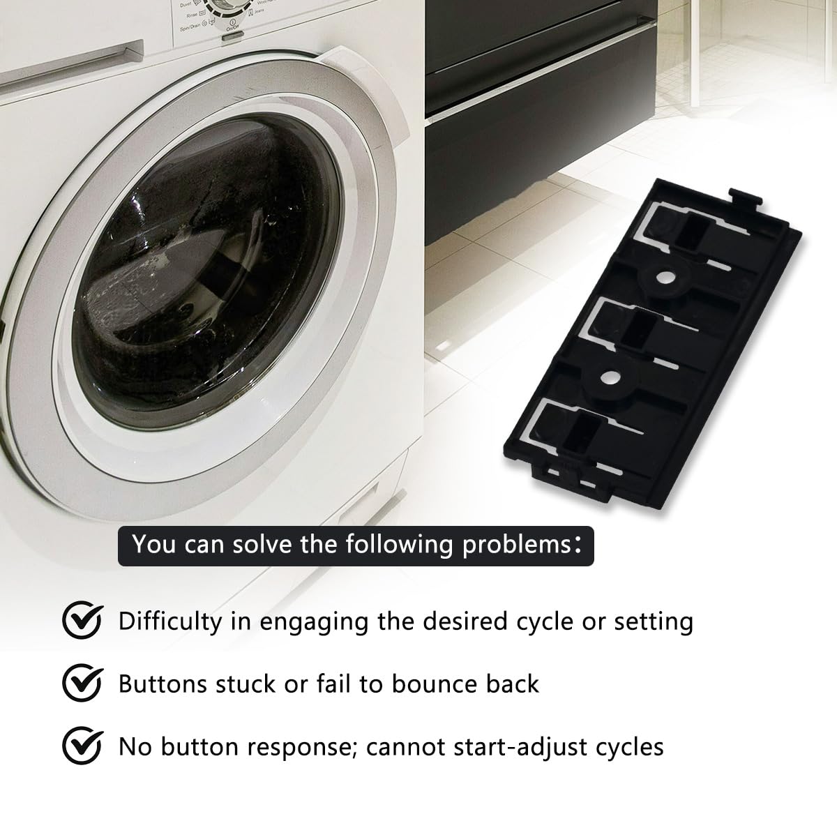 2PCS WPW10424308 Push Button Washer/Dryer Replacement Part