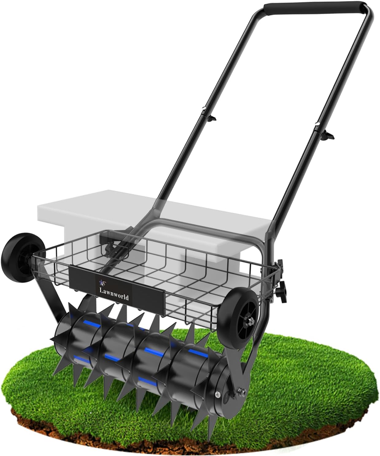 2-in-1 Rolling Lawn Aerator & Lawn Roller, Removable Gear Spikes for Easy Switch, Up to 100 lbs Capacity, Heavy Duty