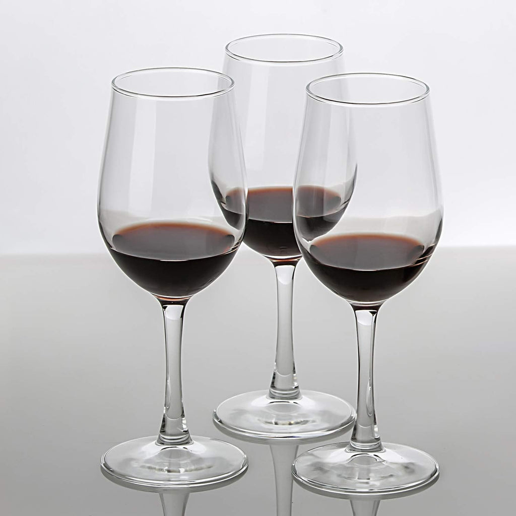 12 Ounce - Set of 6, All-Purpose Classic Durable Red/White Wine Glasses