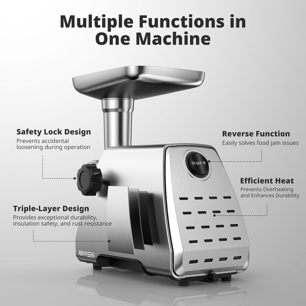 Electric Meat Grinder & Tomato Sauce Press Maker with Strainer - Heavy Duty Food Mill Machine for Grinding Meat