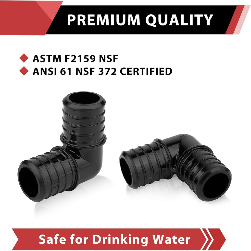 10Pcs EFIELD Poly PPSU Crimp Pex 1" 90 Degree Elbow(PPSU1807006-10)