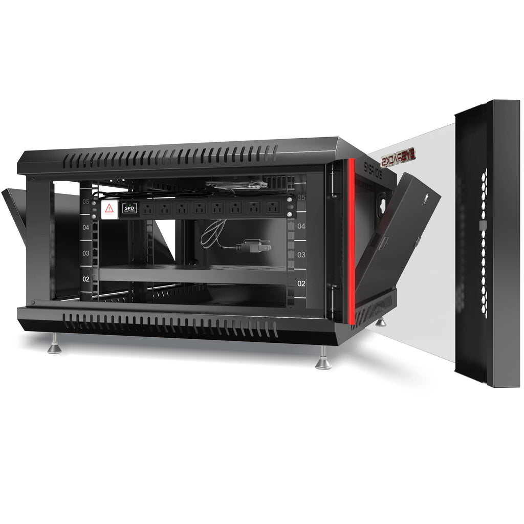 6U Network Rack Wall Mount - Locking Server Cabinet - AV Audio Rack - Data Racks - Lockable IT - Cabinet Enclosure