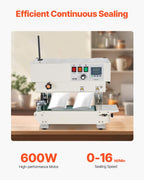 Continuous Bag Band Sealing Machine, 0.24-0.47 in/6-12 mm Seal Width, Band Sealer Machine with Digital Temperature