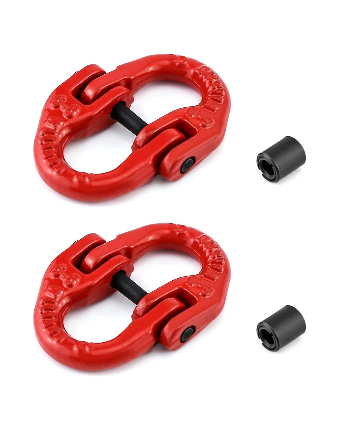 QWORK G80 Alloy Steel Hammerlock Coupling Link Connecting Link, 1/4", Red Painted, 2645 lbs Working Load Limit, 2 Pack