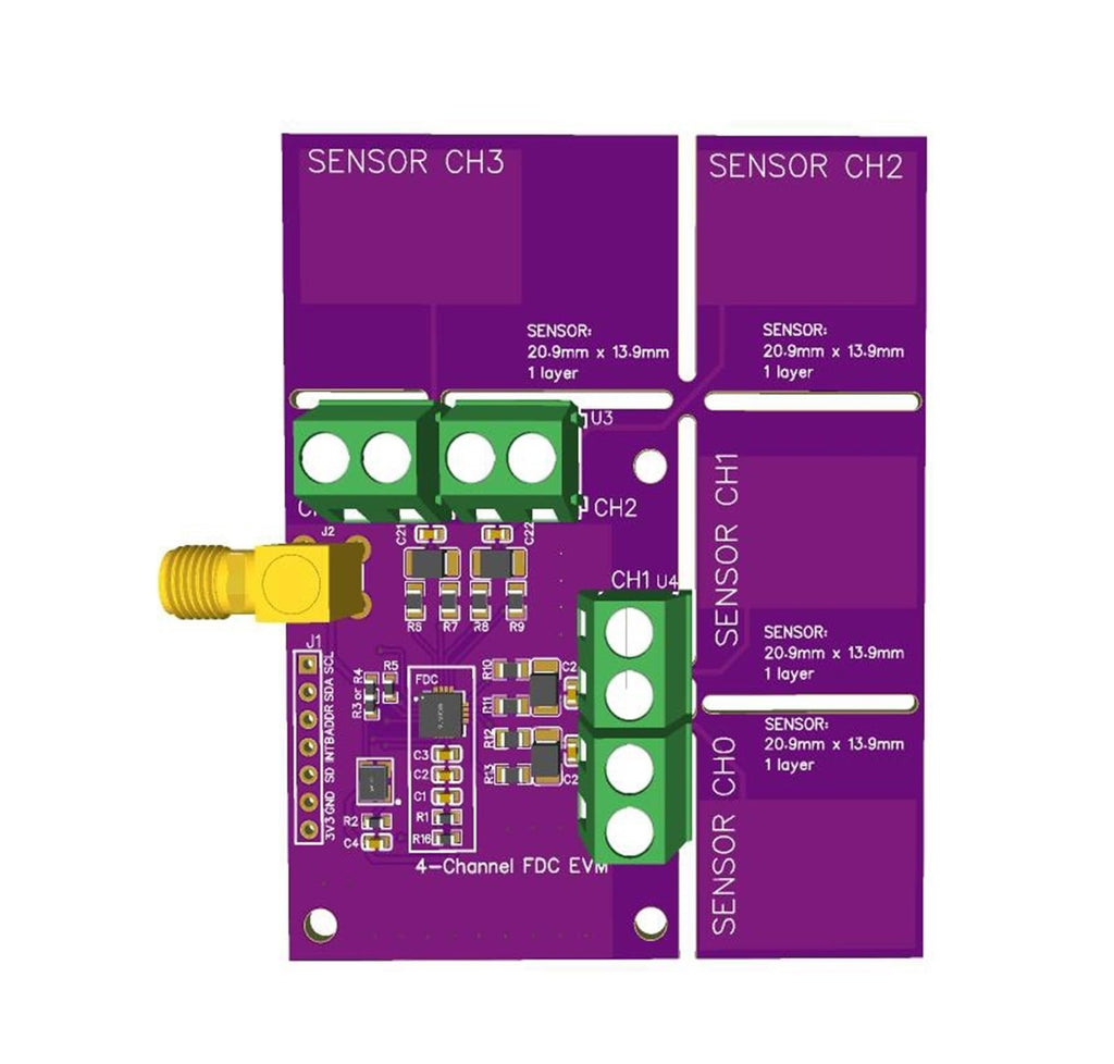 Fdc2214 Module Capacitance Sensor Electronic Design Competition Gesture Recognition Paper Counting Liquid Level Measurement(External 4 Touch poi)