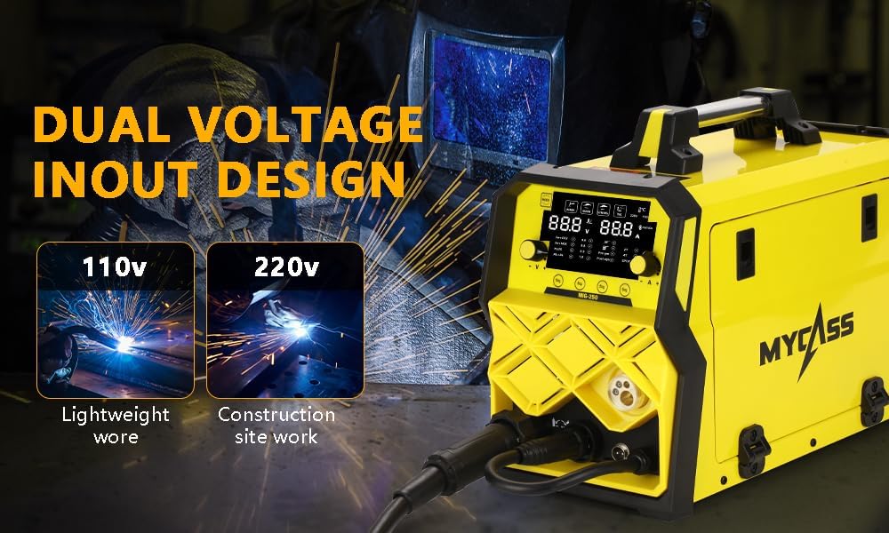 250A MIG Welder,5 in 1 Gas MIG/Gasless Flux Core/Stick/Lift TIG/Spot Welding/Spool Gun Compatible Aluminum Welding