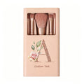 Personalized Mini Makeup Brush Set with Mirror, Custom Name Initial Travel Makeup Case, Portable Cosmetic Brushes
