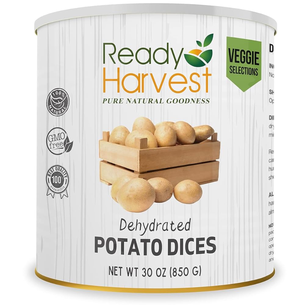 Dehydrated Food - Potato Dices | Emergency Food | Dried Potatoes | #10 Can | 30-Year Shelf Life | Cans Filled to the Top