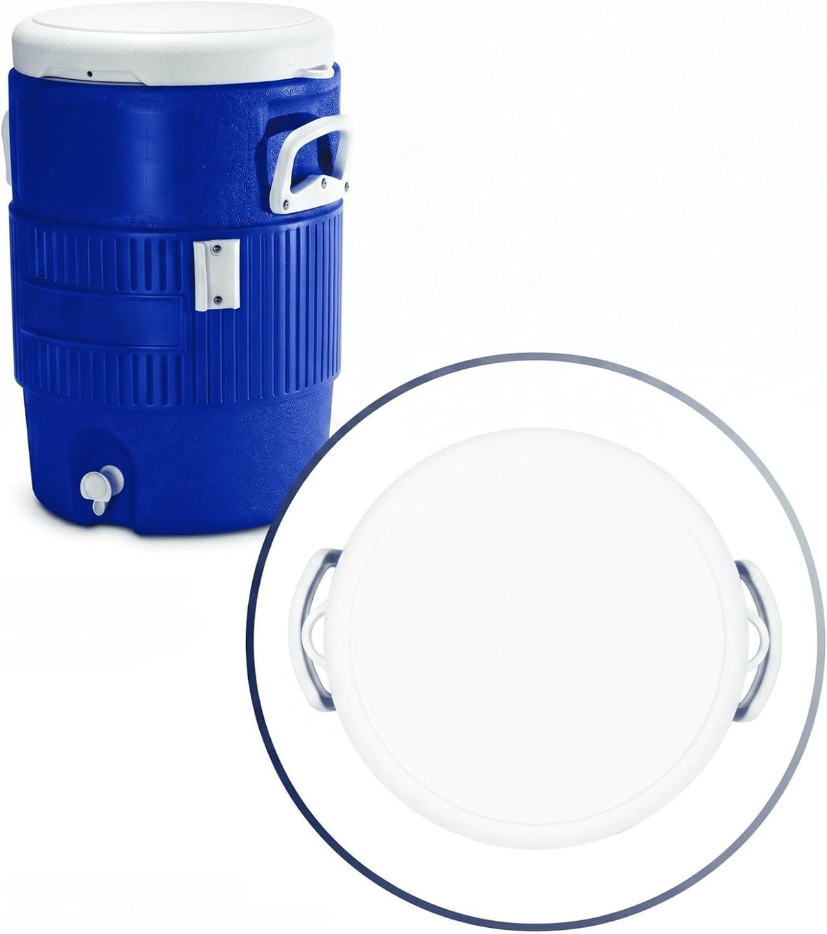 5 Gallon Heavy-Duty Blue Beverage Cooler, Insulated Drink Dispenser With Drip-Resistant Spigot, Flat Seat Lid