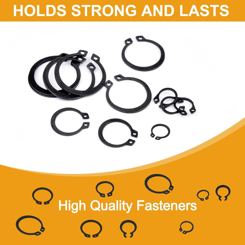 VIGRUE 500Pcs Snap Rings Assortment Circlip Snap Retaining Clip Rings Set