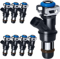 Upgraded 4 Holes Gas Fuel Injectors Fit For GMC: Yukon (XL)/Sierra, 1500 2500 3500, For Chevy: Tahoe/Express/Suburban/Silverado, For Cadi Escalade, V8 4.8L/5.3L/6.0L 2000-2006# 17113553(8 Pcs)