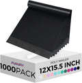 12x15.5" 1000pcs Bulk Poly Mailers Shipping bags for Clothing Black