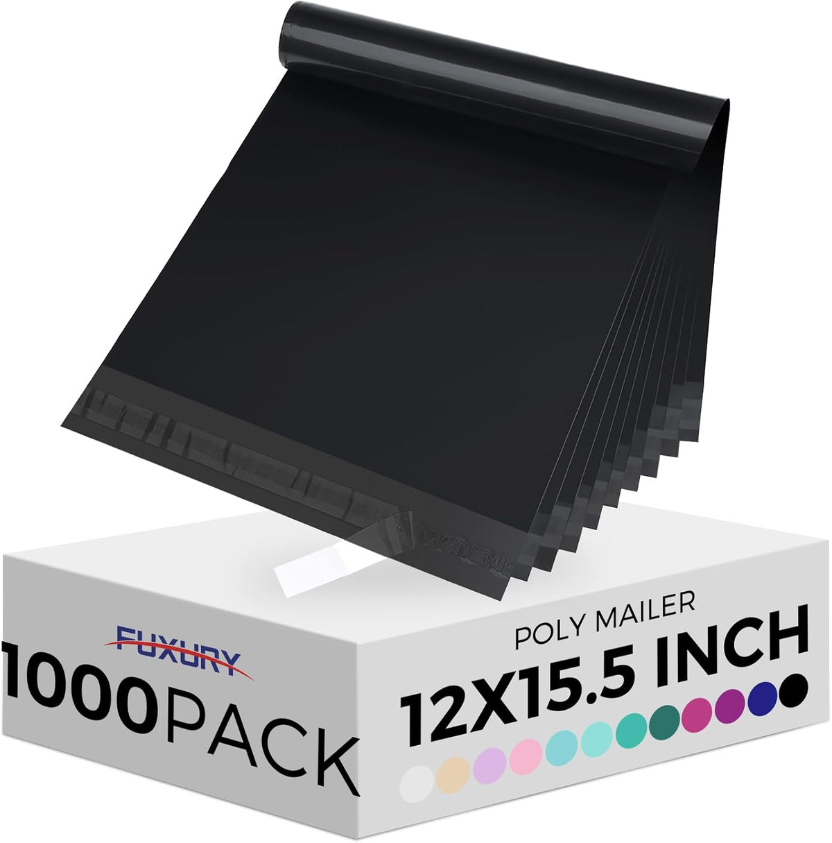 12x15.5" 1000pcs Bulk Poly Mailers Shipping bags for Clothing Black