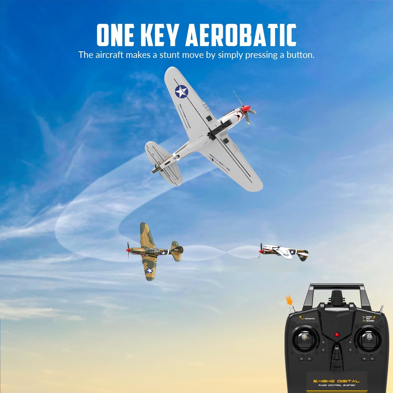 RC Plane, 4CH Remote Control Airplane for Beginners & Adults | P-40 Warhawk RTF, Xpilot Stabilization System, 6-Axis