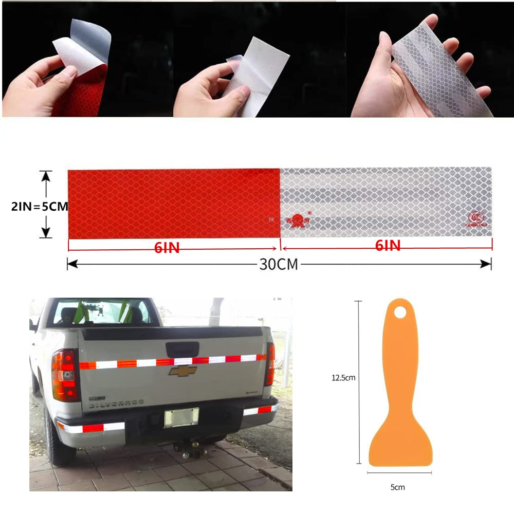 Reflective Tape 2" × 12" 10 PCS Red & White Trailer Reflector Outdoor