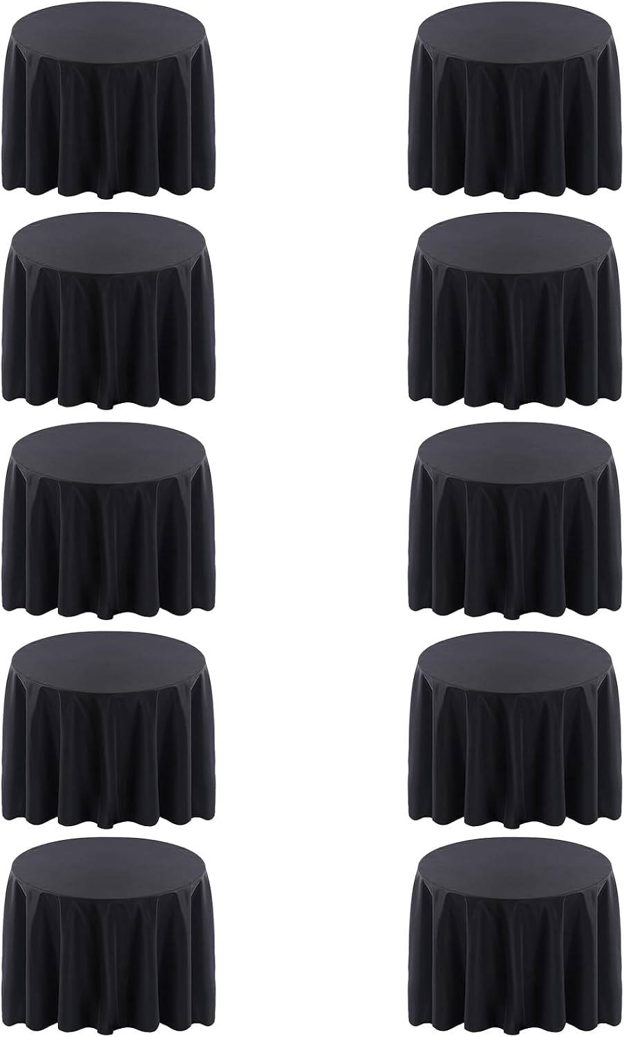10 Pack 120 Inch Black Tablecloths for Round Tables