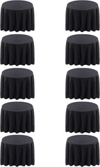 10 Pack 120 Inch Black Tablecloths for Round Tables