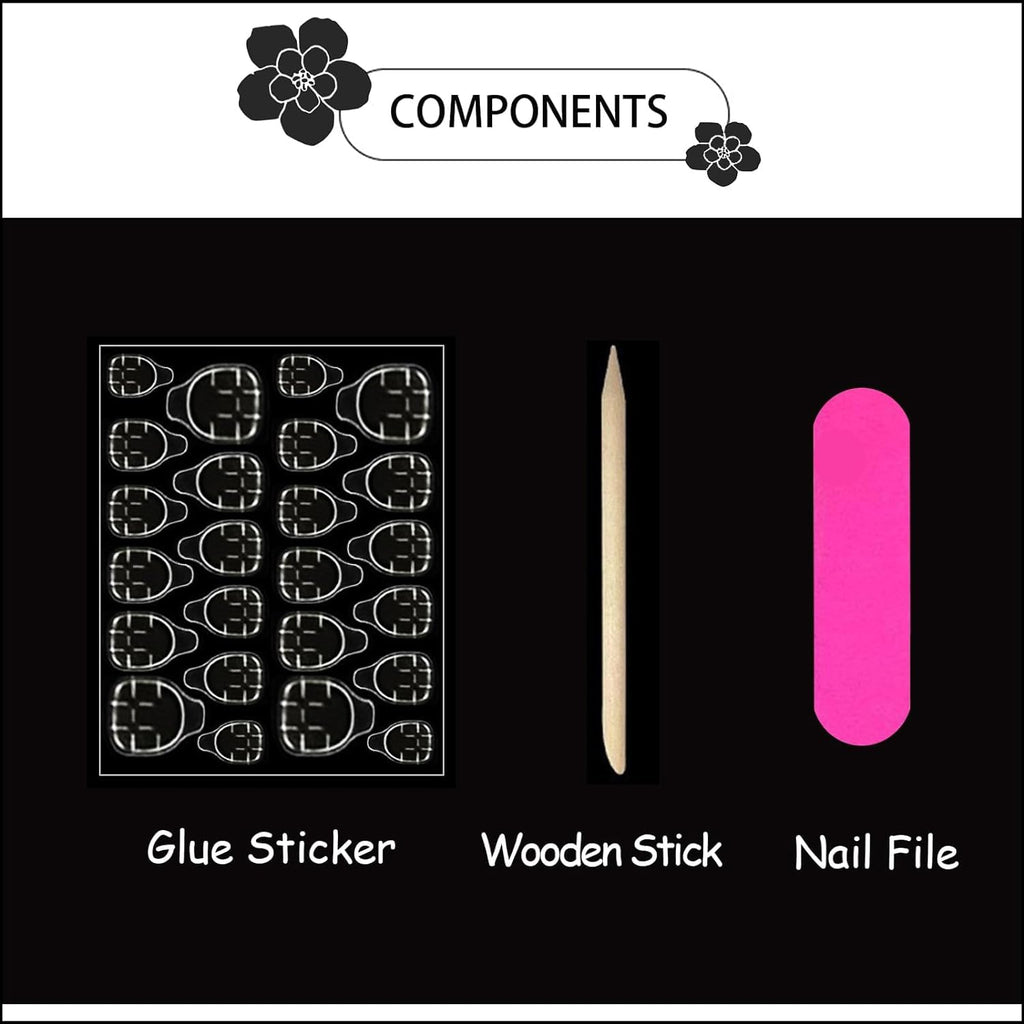 White French Tip Press on Nails, Medium Square Fake Nails