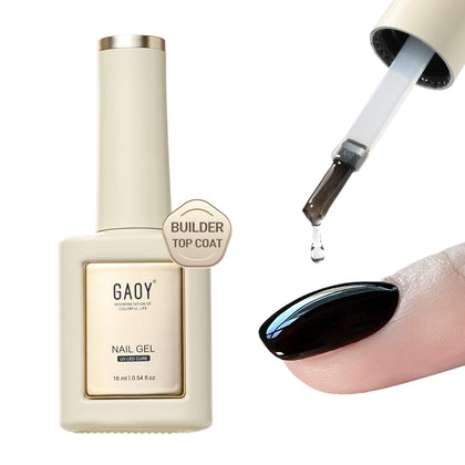 Builder Top Coat Gel, 16ml No Wipe Clear Rubber Top Coat for Gel Nail Polish, High Gloss Apex Building for Long