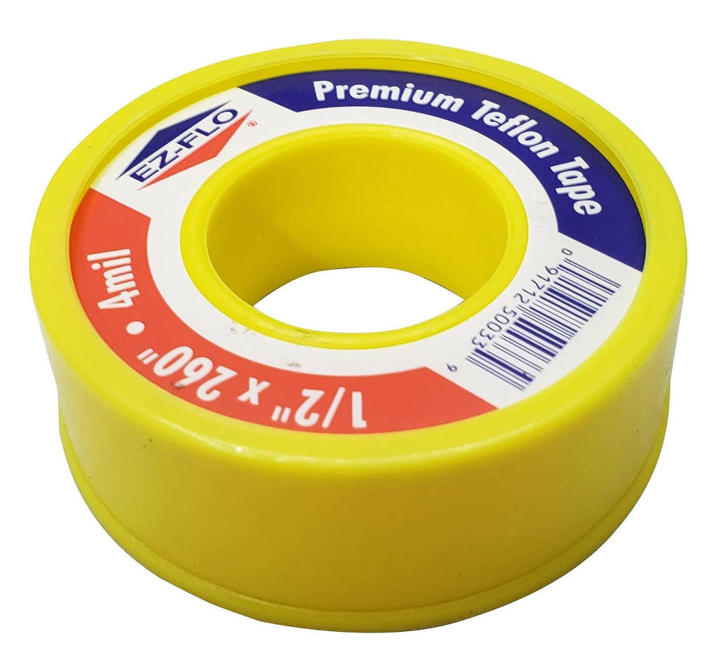 Gas PTFE Tape, 1/2" x 260", 4 mil, 10 Pack | EZ-FLO Gas Teflon Tape, Premium Pipe Thread Tape, 1/2-Inch x 260-Inches
