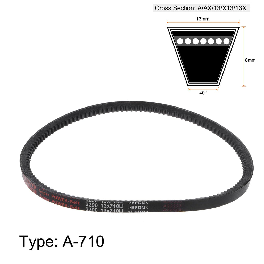 HARFINGTON 2pcs 13x710 Cogged V-Belts AX Section Drive Raw Edge Belt 710mm Inner Girth 13mm Width 8mm Thickness EPDM for Power Transmission