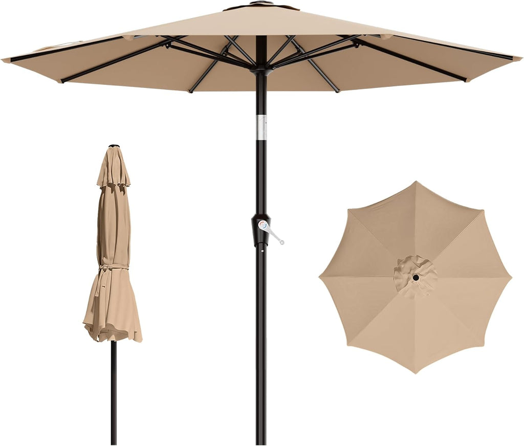 9 FT Patio Umbrella for Outdoor, Outdoor Table Umbrella with Push Button Tilt and Crank, Outdoor Patio Umbrellas with