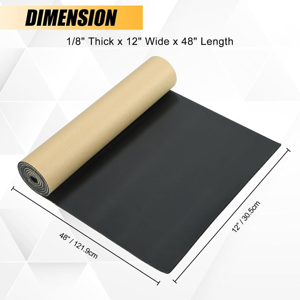 Sponge Neoprene Foam Sheet with Adhesive, 1/8" T x 12" W x 48" L