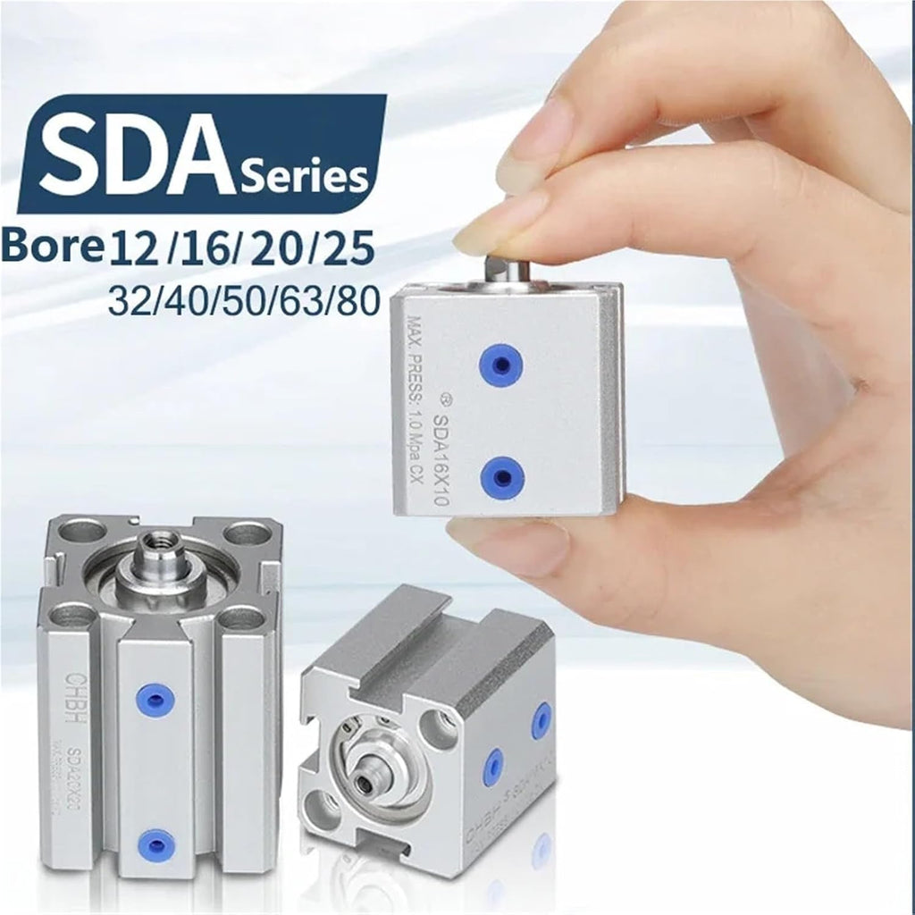 Pneumatic Cylinder SDA16/20/25/32/40/50/63/180/100 Series Double Acting 5-100Mm Stroke Compact Air Cylinder(Stroke 80mm,Bore 50mm)