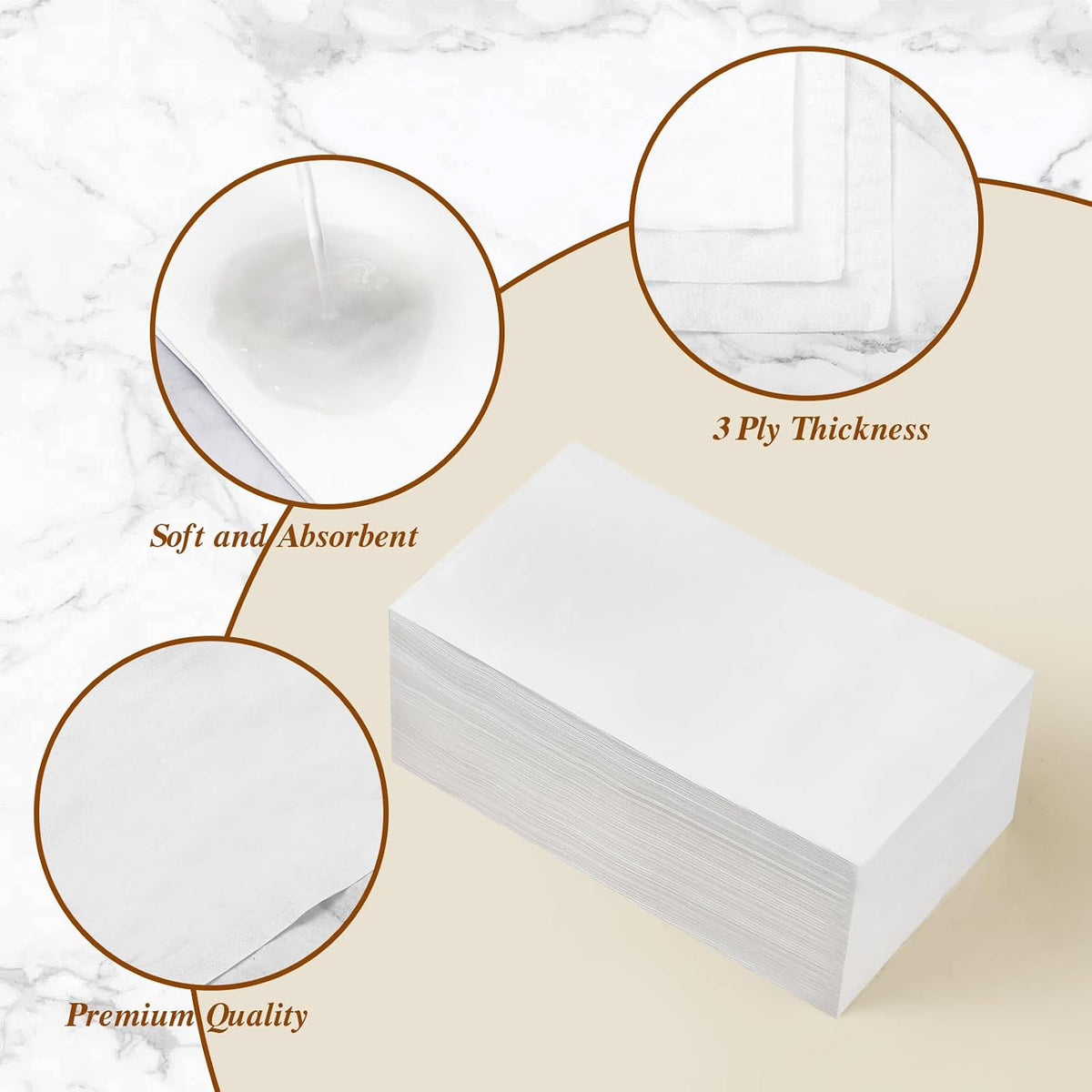 200 Pack Disposable 3-Ply Paper Napkins Soft and Absorbent