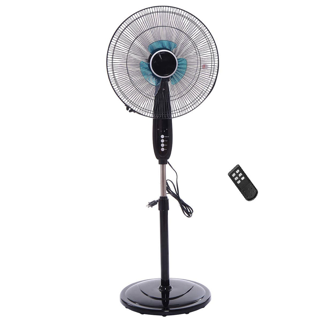 16" Dual Blade Pedestal Fan, Oscillating Stand Fan Height Adjustable with Remote Control, 3 Speed Settings, Timer