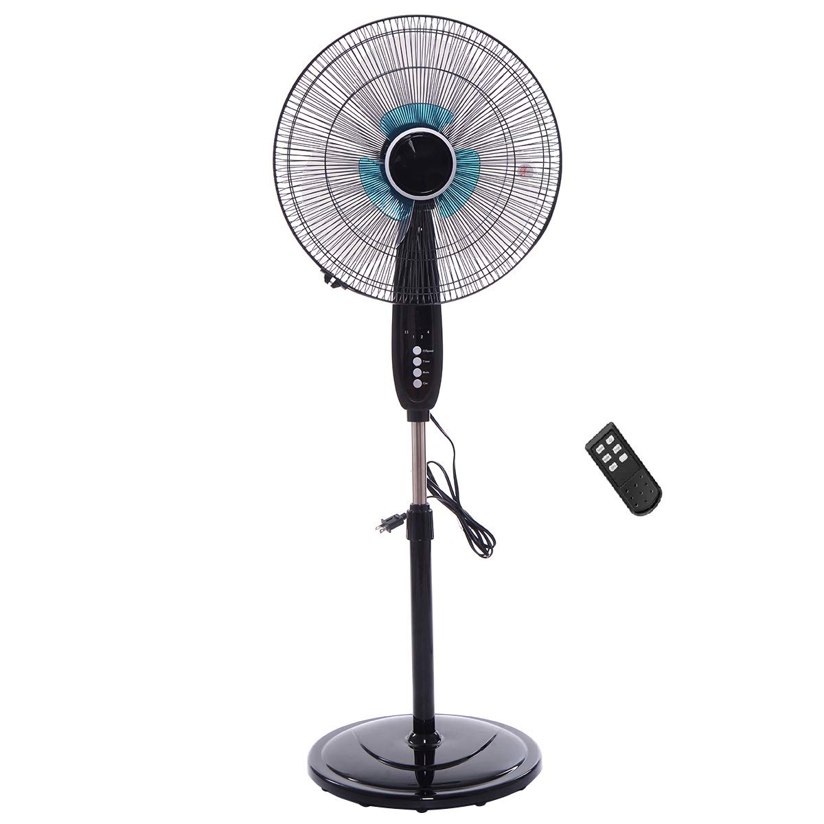 16" Dual Blade Pedestal Fan, Oscillating Stand Fan Height Adjustable with Remote Control, 3 Speed Settings, Timer