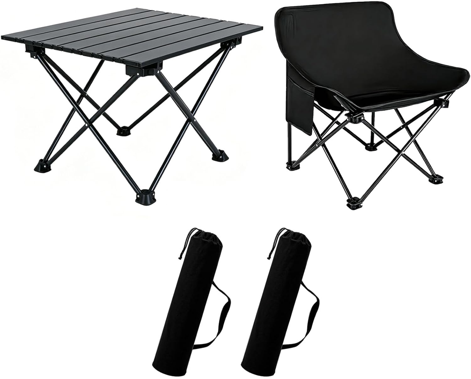 Portable Camping Chair Table Set,2 Pcs Folding Picnic Table Chair with Carry Bag,600D Oxford Fabric,Compact Camping