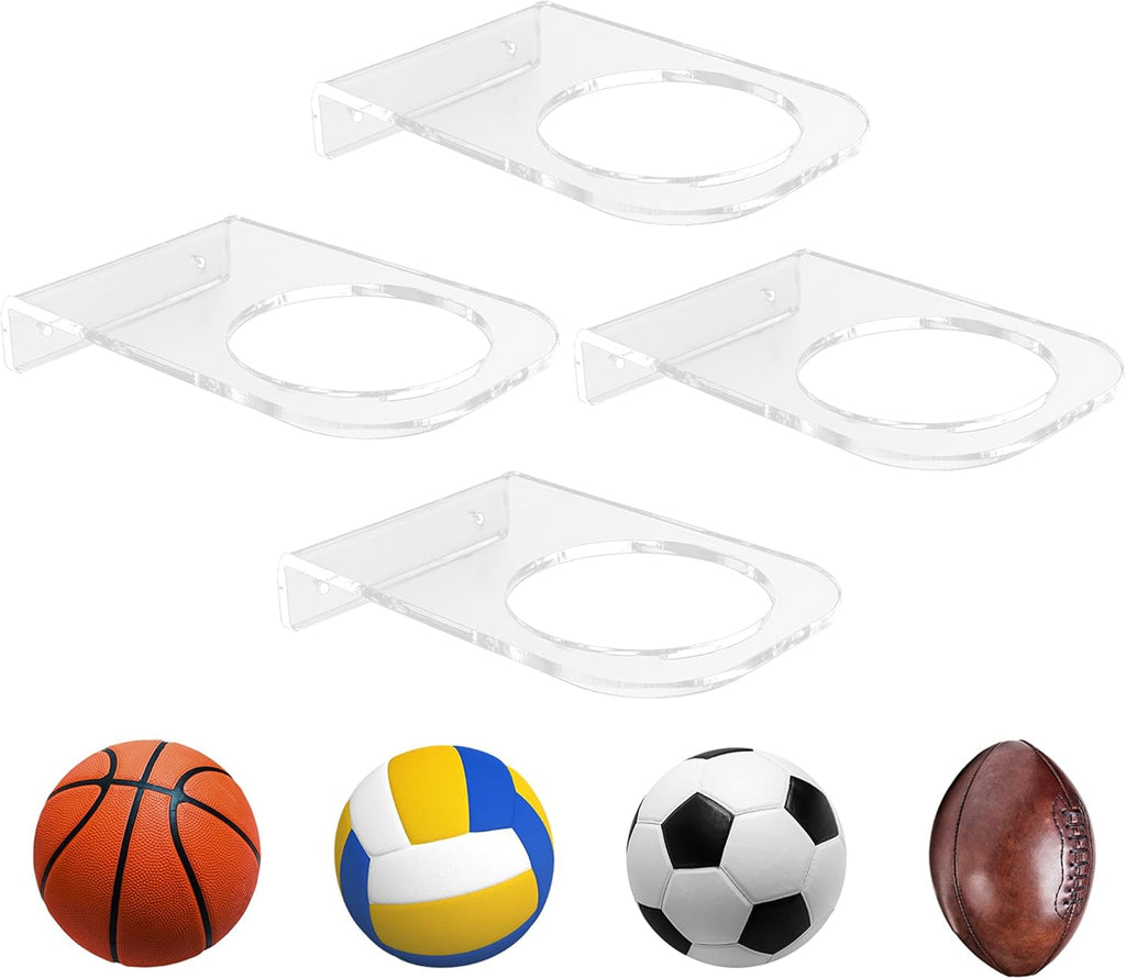 Basketball Holder Wall Mount, Acrylic Football Display Rack, Clear Ball Storage Hanger Wall Mount