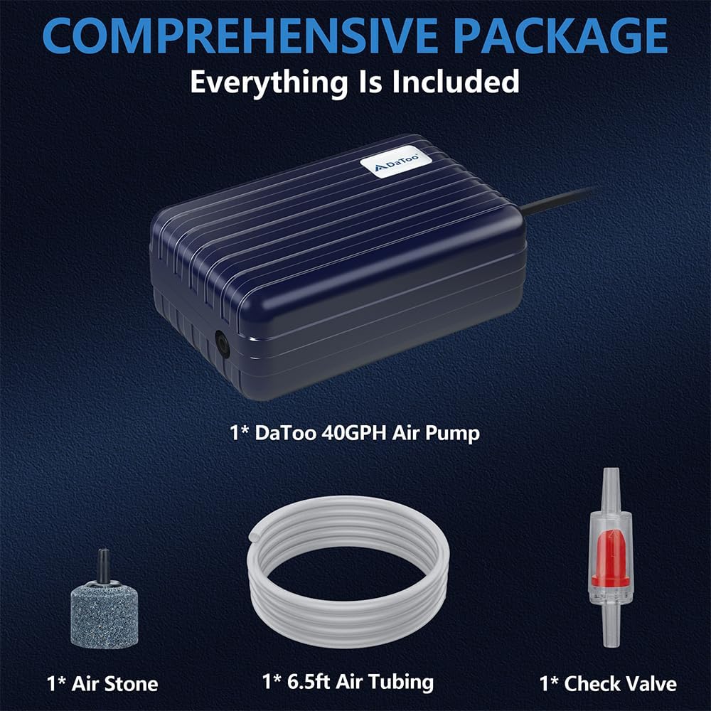 Aquarium Air Pump Compact Fish Tank Air Pump Quiet Aquarium Bubbler Aerator Buckets Oxygen Aerator Pump for 1 to 20