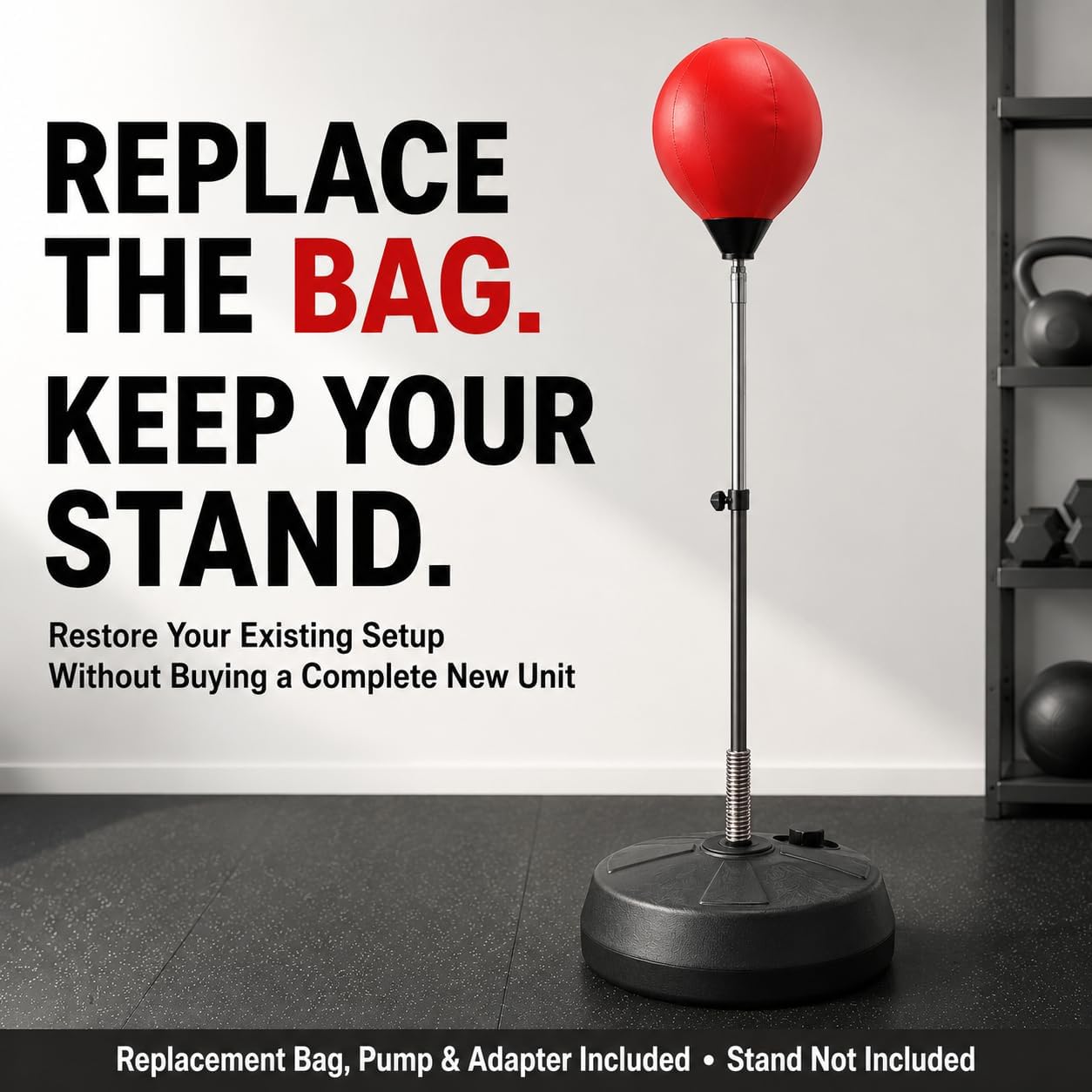 Heavy-Duty Punching Bag Replacement – Desktop, Pedestal & Floor, No Stand | Updated with Universal Adapter for