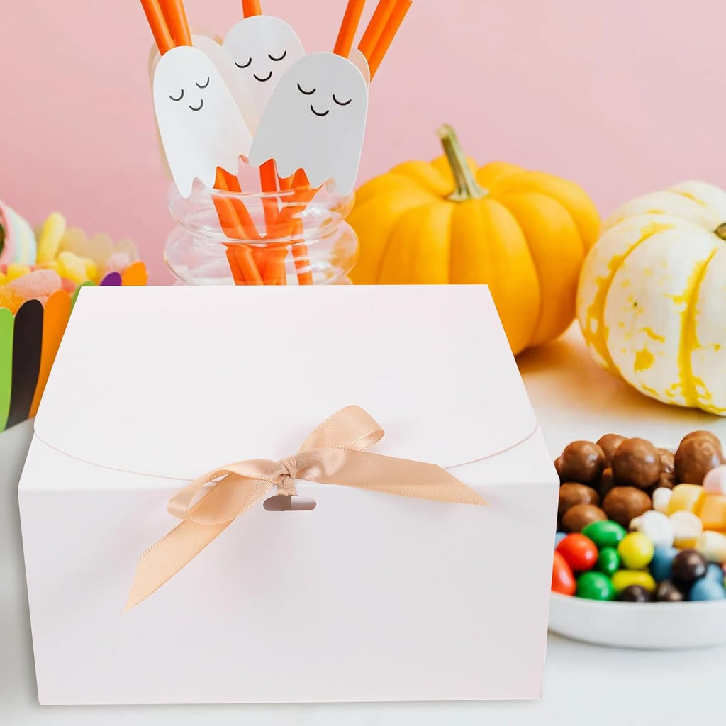 12pcs White Paperboard Clamshell Gift Boxes with Lid for Events