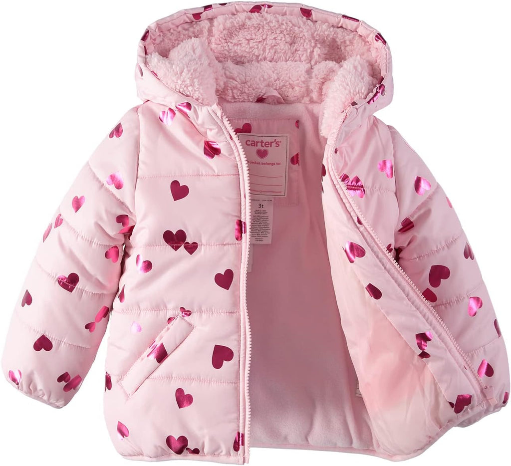 Girls' Fleece Lined Puffer Jacket Coat